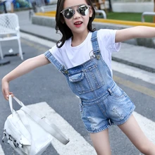 Модные элегантные детские комбинезоны для девочек, летняя детская одежда, джинсы, штаны на подтяжках для девочек, короткие детские штаны