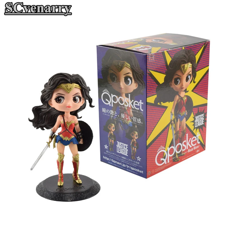 

Red Clothes Justice League Cute Wonder Women Action Figure Qposket Princess PVC Figure Doll Toys for Girls 15cm