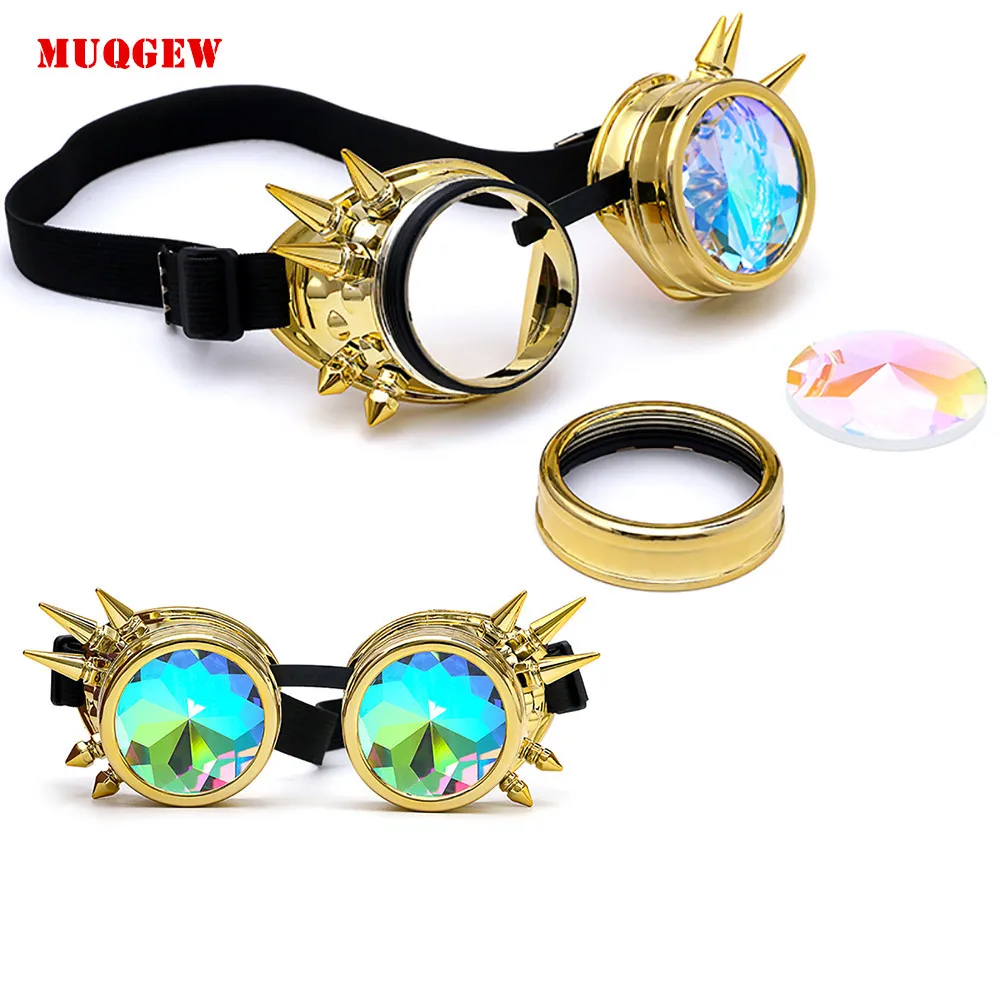 

Round Kaleidoscope Colorful Glasses Rave Festival Party EDM Sunglasses Diffracted Lens Men Holographic Glasses Celebrity Eyewear