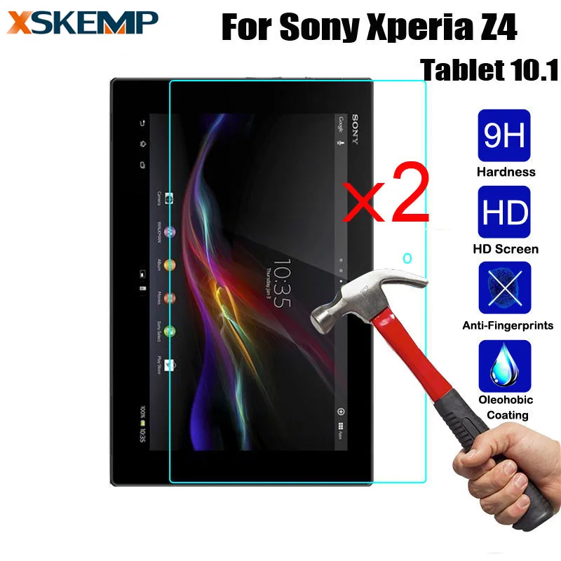 

XSKEMP 2Pcs/Lot Ultra Clear Tempered Glass For Sony Xperia Z4 Tablet 10.1 SGP771 Tablet Screen Protector Protective Film Guard
