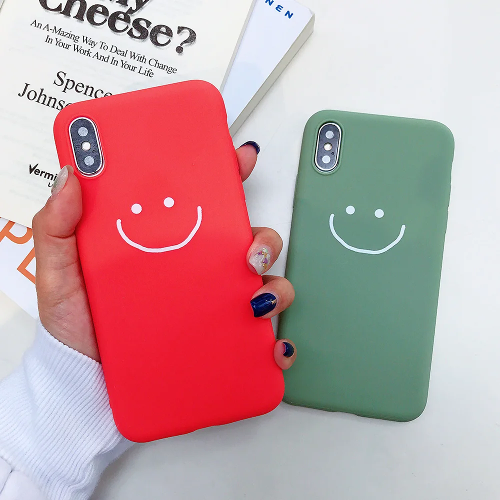 KIPX1083_8_JONSNOW Phone Case for iPhone X XR XS Max Candy Color Smiley Pattern Soft Silicone Case for iPhone 7 8 6S 6 Plus Back Cover