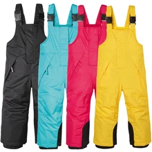 Зимние детские лыжные комбинезоны, флисовый ветрозащитный комбинезон для девочек, хлопковый теплый Облегающий комбинезон для мальчиков, зимние комбинезоны, брюки