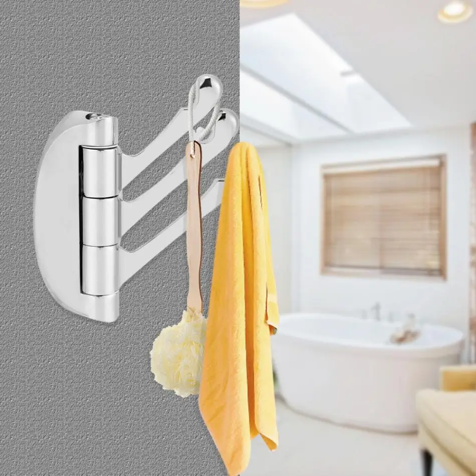 Bedroom Bathroom Swivel Hook Three Arms Towel Clothes Hanger Wall