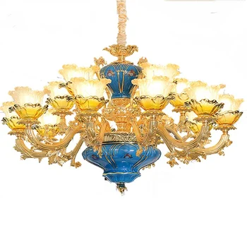 

Modern Villa Lustres Crystal Lamp luxury Blue Peacock Glass chandeliers zinc alloy restaurant Lustre crystal chandelier Blue