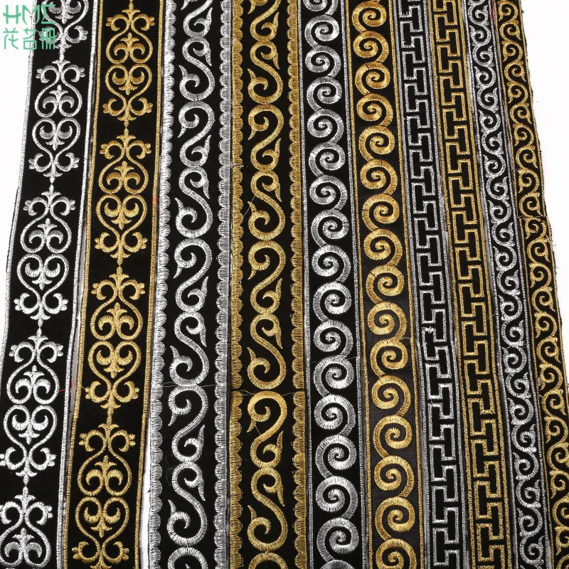 2/2.5/3/5cm Silver Gold 4m/str of Beautiful Lace Ribbon DIY Embroidery Lace Mesh Lace Trim Jewelry Nation Clothing Accessories