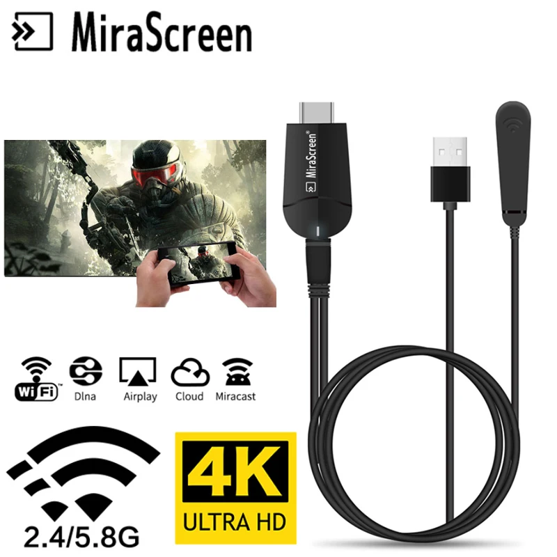 K6 ТВ палка ключ беспроводной дисплей приемник 2 4G/5G двухдиапазонный WiFi UHD 4K Miracast