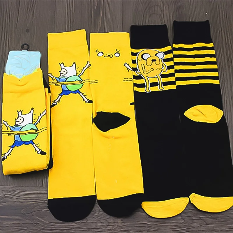 Cute anime cartoon adventure socks yellow street role playing cotton comics female men socks party novelty interesting spring