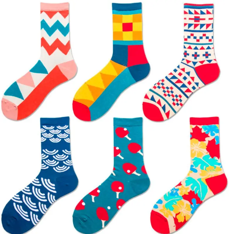 Модные хлопковые носки с геометрическим рисунком Happy носки в британском стиле