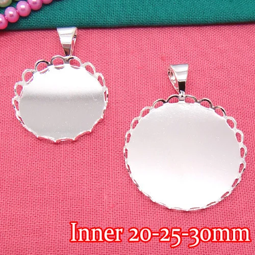 10pcs Wholesale Inner 202530mm Silver Plated Pendant Blank Jewelry