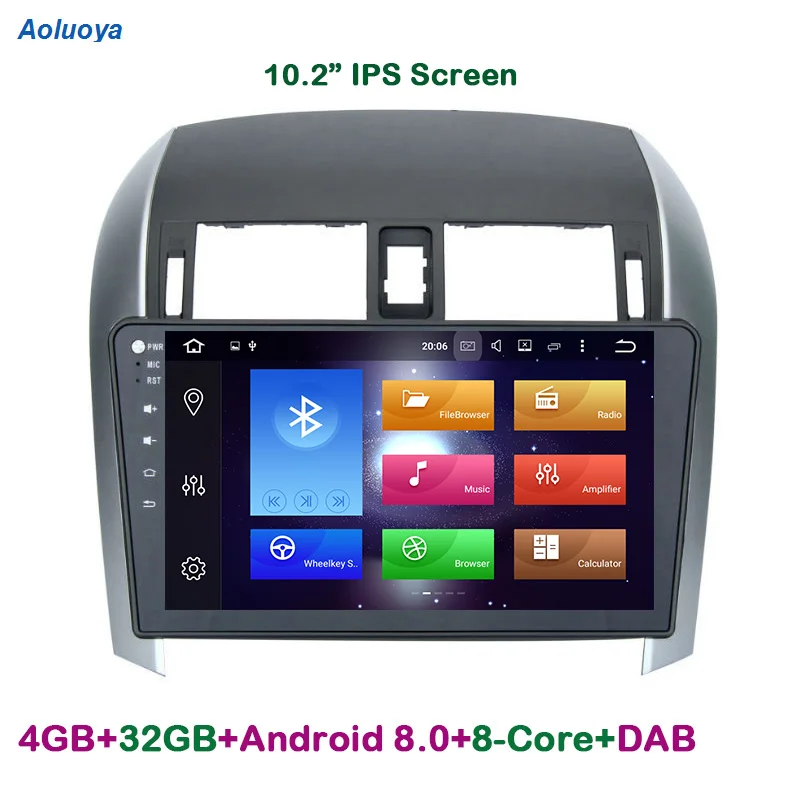 

Aoluoya IPS RAM 4G Octa-Core Android 8.0 2 Din CAR Radio DVD GPS Navigation For Toyota Corolla 2007-2012 audio multimedia WIFI