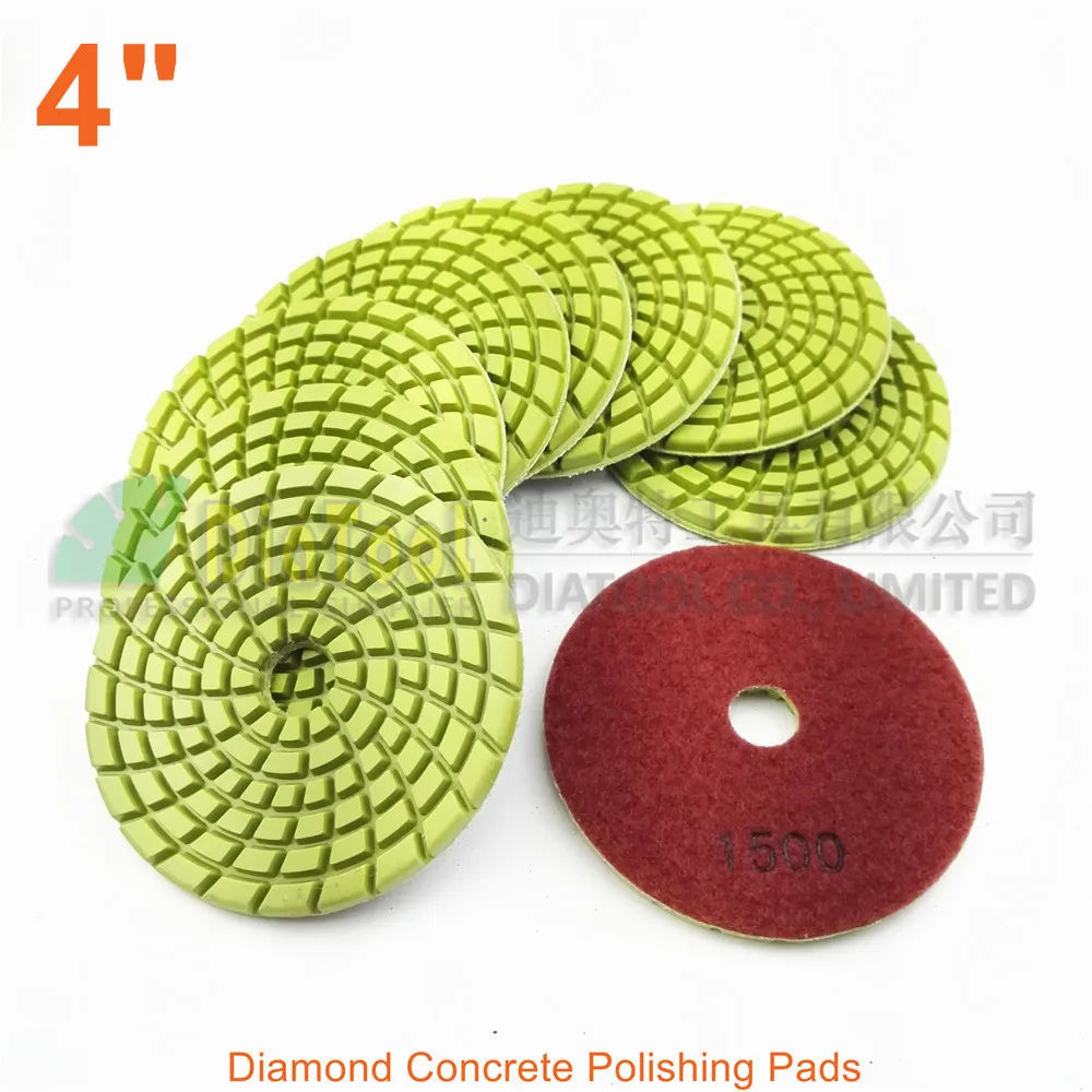

DIATOOL 9pcs 4inch Diamond resin bond concrete polishing pads #1500 Renew Sanding discs