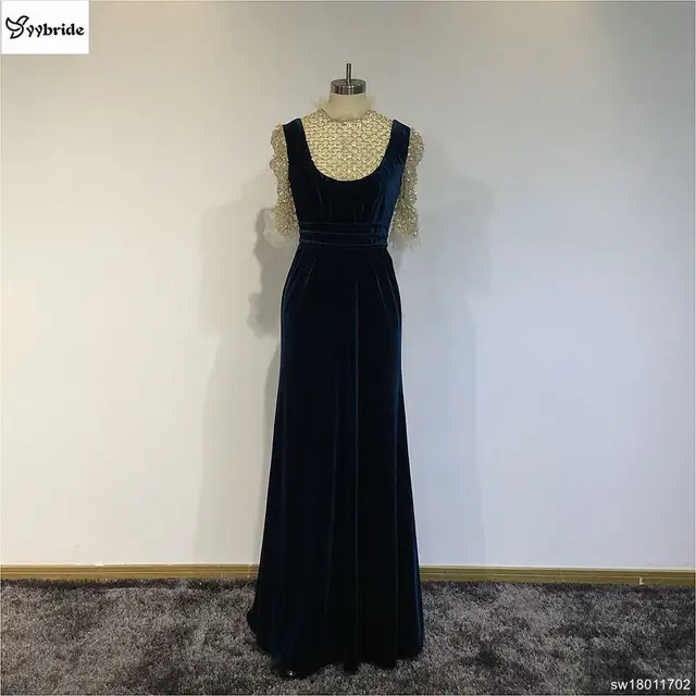 Buy New Arrival Velour Fabric Party Dress Half Sleeve
