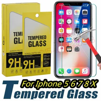 

Tempered Glass Screen Protector 9H 2.5D Anti-shatter Film For iphone 5 5s 6 6s 7 8 X samsung s6 s7 s8 s9 android phone
