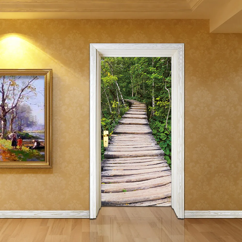 Buy 3D Forest Path Door Stickers Bedroom Living Room