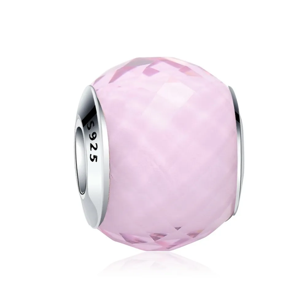 Suplush 925 пробы серебряный розовый/красный Effervescence муранского стекла бисера подходят бренд браслет Шарм Аутентичные ювелирные изделия - Цвет: PSGB0043