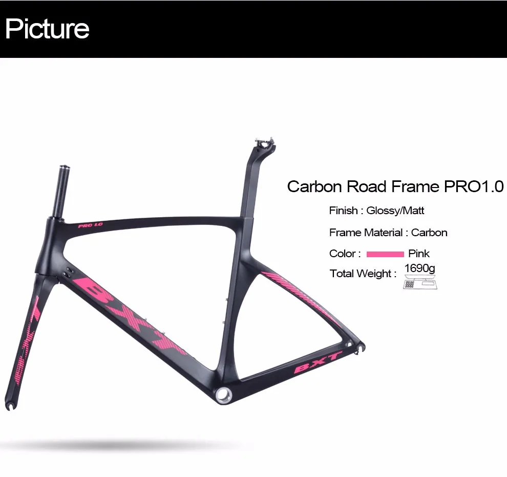 Perfect 2018 TOP NEW T1000 UD full carbon road frame bike racing bicycle frameset BXT logo size 49cm - 56cm taiwan tar bike PRO1.0 3