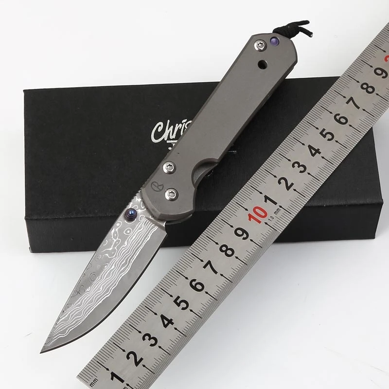 

High quality!CHRIS REEVE tactical folding knife Damascus blade titanium alloy handle outdoor lifesaving knife pocket EDC tool