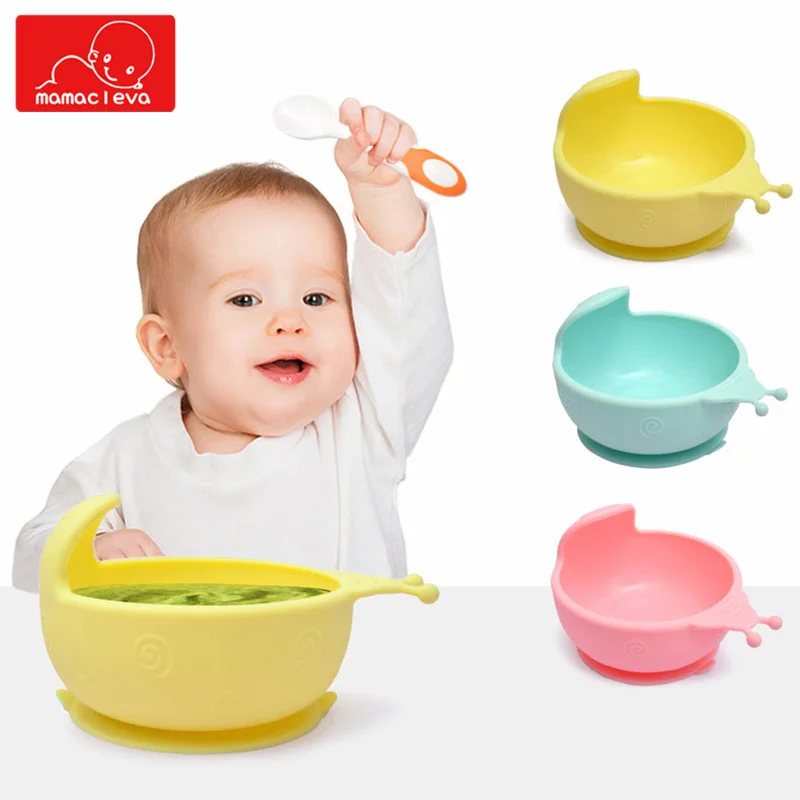 

Baby Silicone Bowl With Suction Cup Children Tableware Snail Infant Feeding Dishes Kids Plate Non-fragile Training Bowl Tray