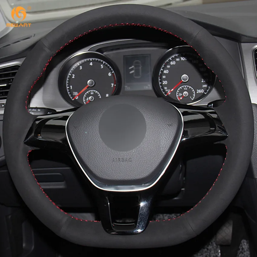 MEWANT черный замшевый чехол рулевого колеса автомобиля для Volkswagen VW Golf 7 Mk7 New Polo Jetta