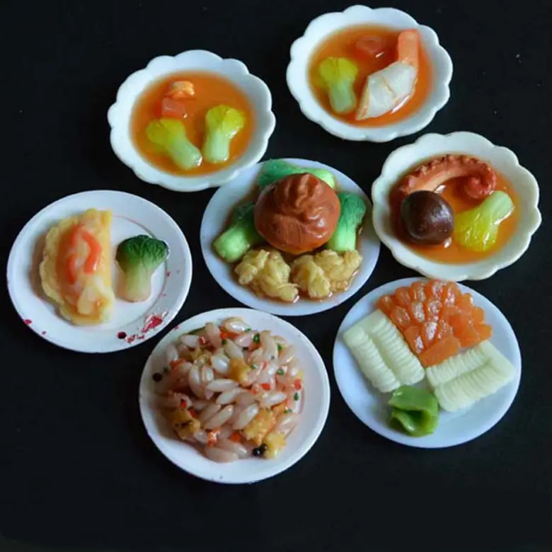 33pcs Doll Trays Plates Mini Food White Dishes Tableware Dollhouse Miniature Dolls Accessories Kitchen Toys