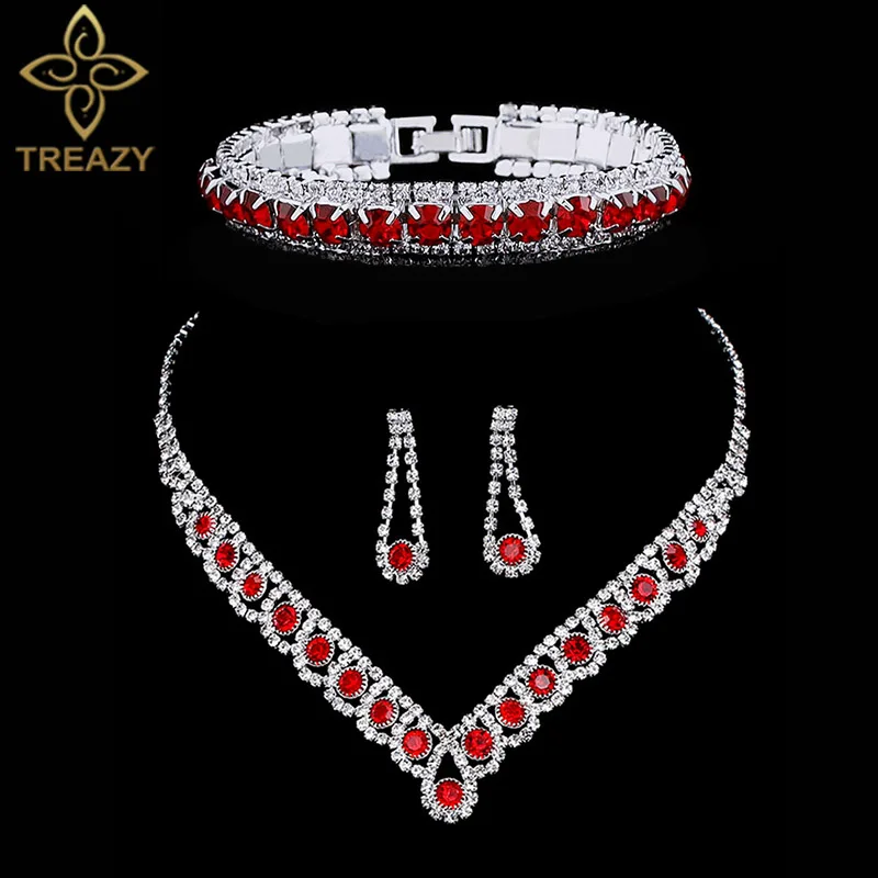 Red Sparkly Crystal Rhinestone Coated Bangles Set of 4
