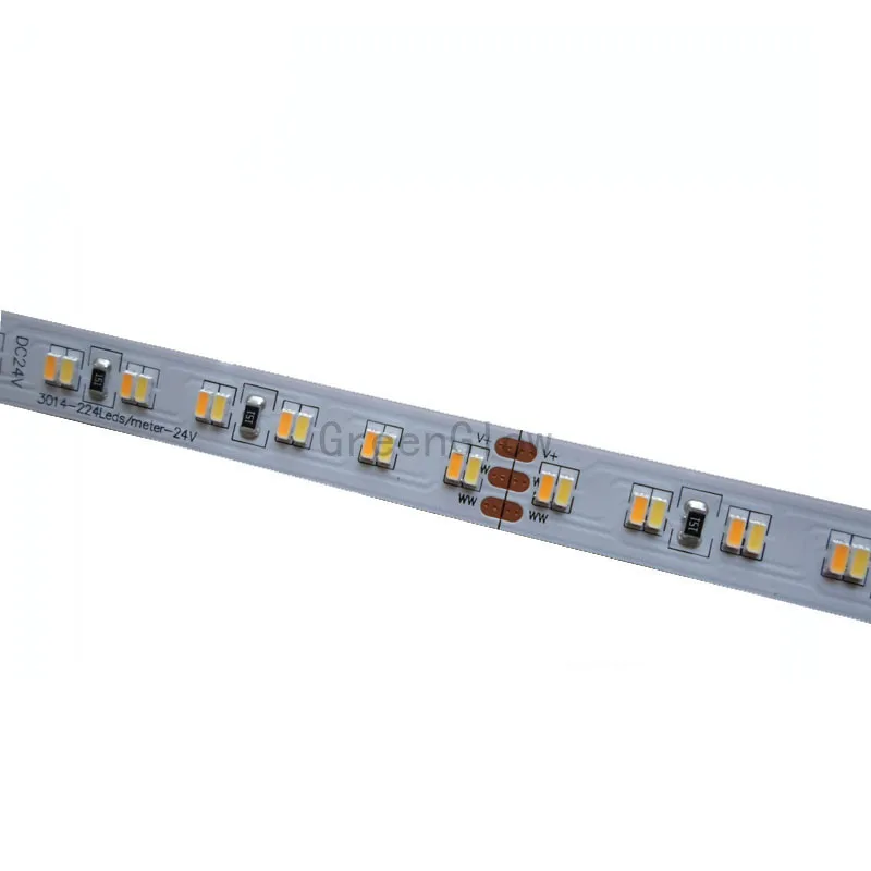 5mX высокое качество DC24V вход 224LED/m 3014SMD CCT регулируемая светодиодная лента WW + CW