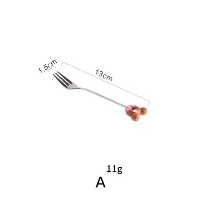 Прекрасная десертная вилка из нержавеющей стали, кофейная ложка для перемешивания, креативная мультяшная вилка для фруктов AKUHOME - Цвет: fork pink