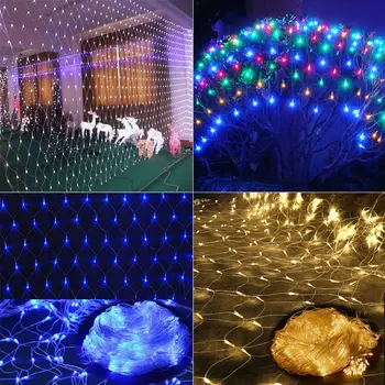 

50pcs/lot 3M*2M 320LED Giant Net Light fairy string mesh web curtain lamp Christmas Xmas Wedding Party Garland Garden tree decor