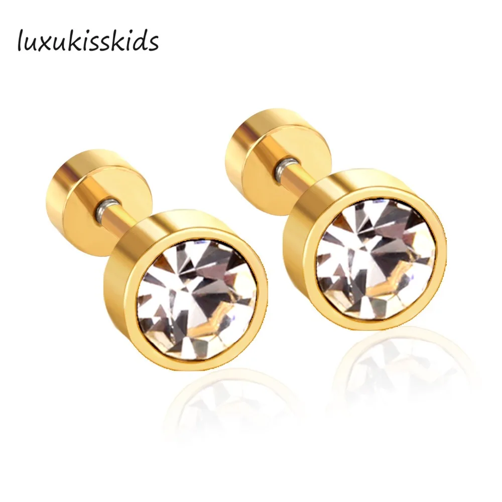 LUXUKISSKIDS ювелирные изделия Pendientes круглые Кристальные серьги Винт Назад из