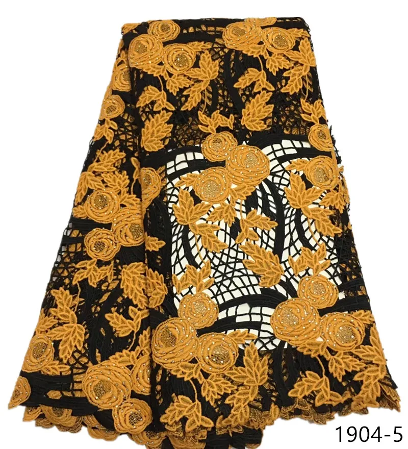 

5 Yards African Lace Fabrics With Rhinestones Guipure Lace Fabric High Quality Nigerian Cord Lace Fabric For Wedding Dresses