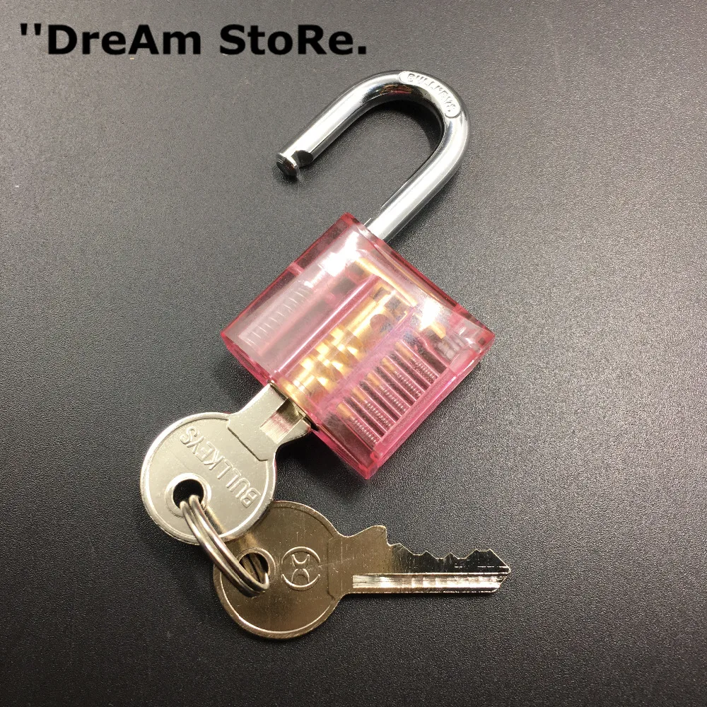 

Pink Transparent Design Modern Style Visible Pick Cutaway Mini Practice View Padlock Lock Training Skill For Locksmith