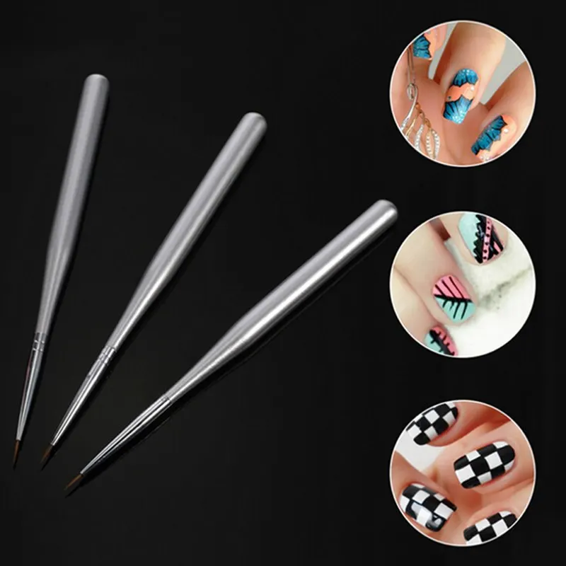 3pcs/set Nail Art Liner Painting Pen Flower Line Grid French Design Manicure Tool 3D Tips DIY Acrylic UV Gel Brushes Drawing Kit | Красота и