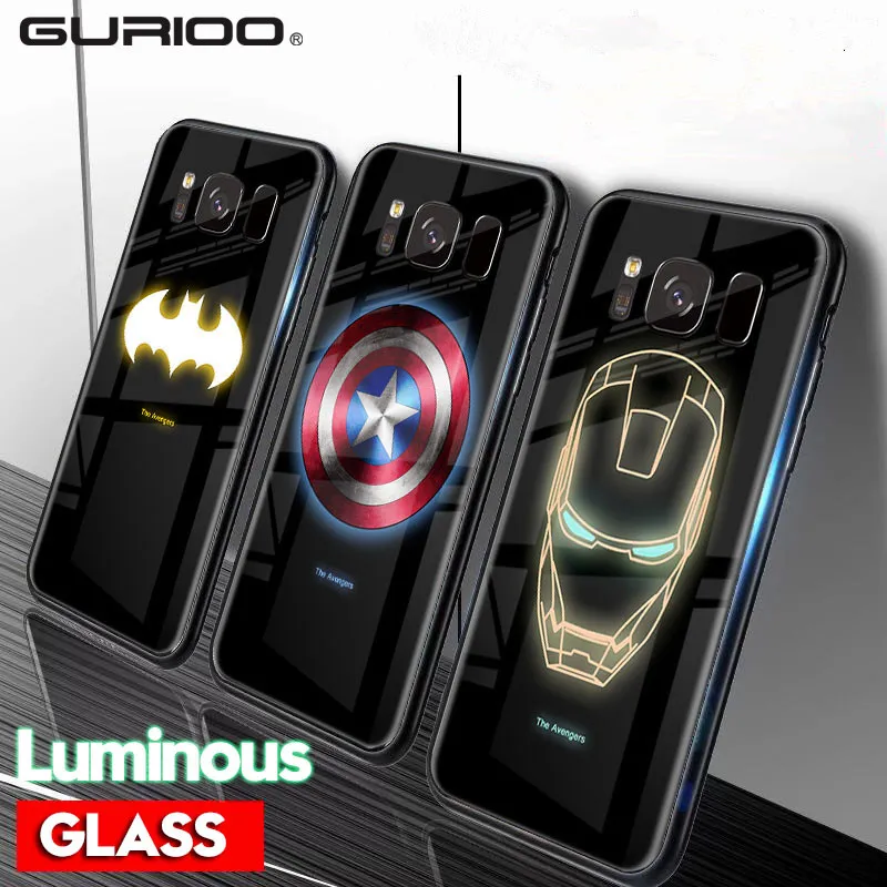 

Marvel Avengers Luminous Glass Case For Samsung Galaxy S10 S10E S8 S9 Plus Note 8 9 10 Pro Cover S10 5G