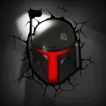 

[Funny] Creative Wars Boba Fett helmet figures model 3D Wall Lamp Unique LED light lamp Ornament Home room decorations gift