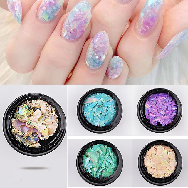 1 Box Natural Pearl Nail Seashell Slices Particle Crushed Shell 1 Box Natural Pearl Nail Seashell Slices Particle Crushed Shell Charm Manicure Art Glitter