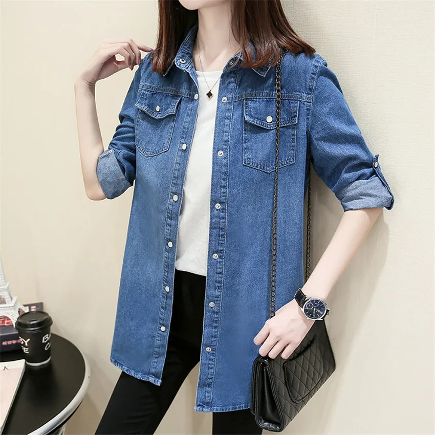 Buy 2018 New Spring Big Size Midi Long Jeans Jacket