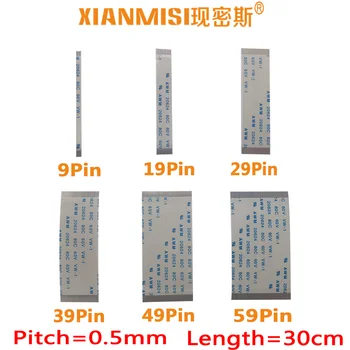 

FFC/FPC Flat Flex Extension Cable 9Pin 19Pin 29Pin 39Pin 49Pin 59Pin Same Side 0.5mm Pitch AWM VW-1 20624 60V Length 30cm 5PCS