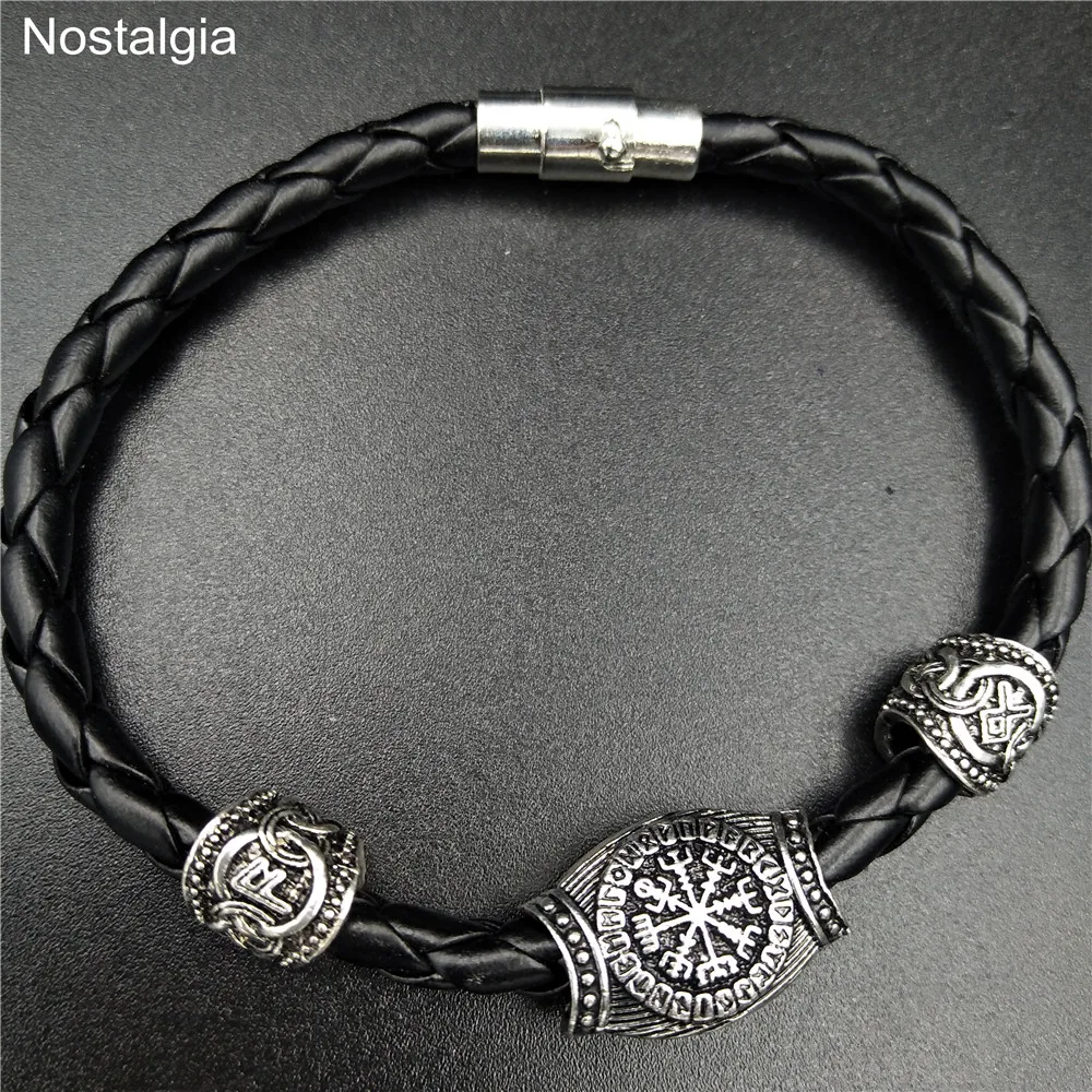 

Nostalgia Viking Jewelry Vegvisir Slavic Kolovrat Compass Runes Beads Magnetic Bracelet Vikingos Accessories Mens Womens Bangle