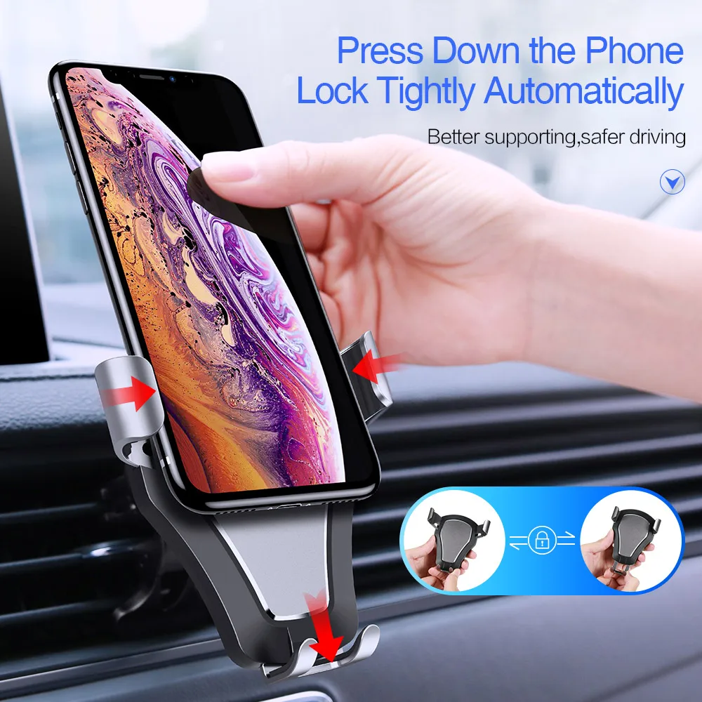 

Universal Gravity Car Phone Holder For Phone In the Car Carbon fiber metal Car Air Vent Mount Stand Holder Support Smartphone