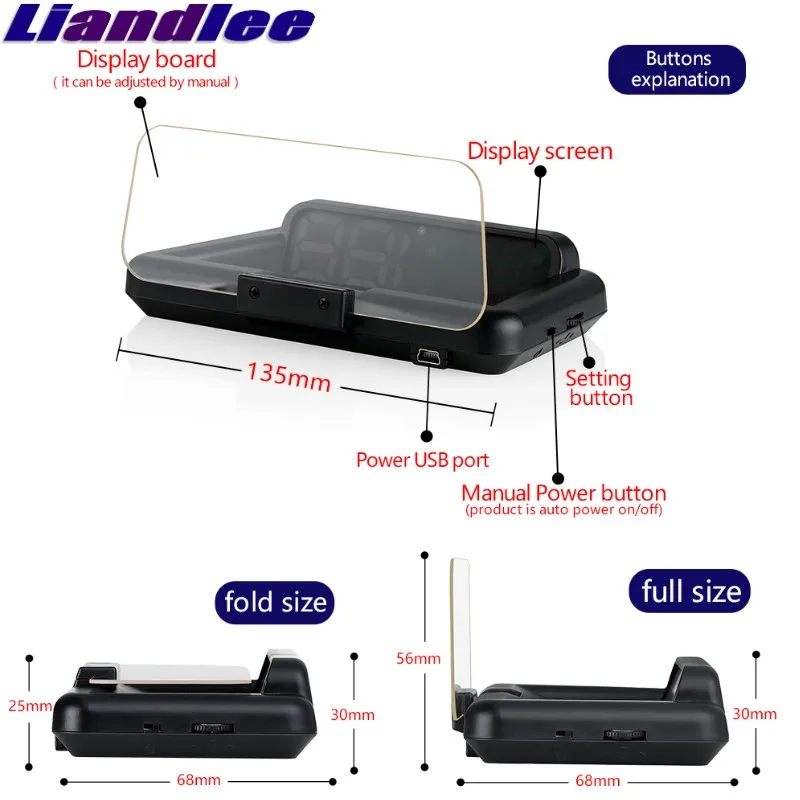 Liandlee автомобильный проектор OBD цифровой измеритель скорости диагностический