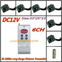 RF Wireless remote control system 1 (controller)transmitter +6 receiver(switch)12V 10A 315MHZ-433MHZ