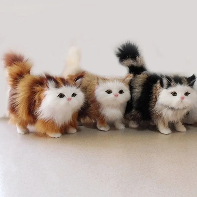 Lifelike Cat Plush Animal Doll Simulation Home Garden Cute Decoration Kids Toy 