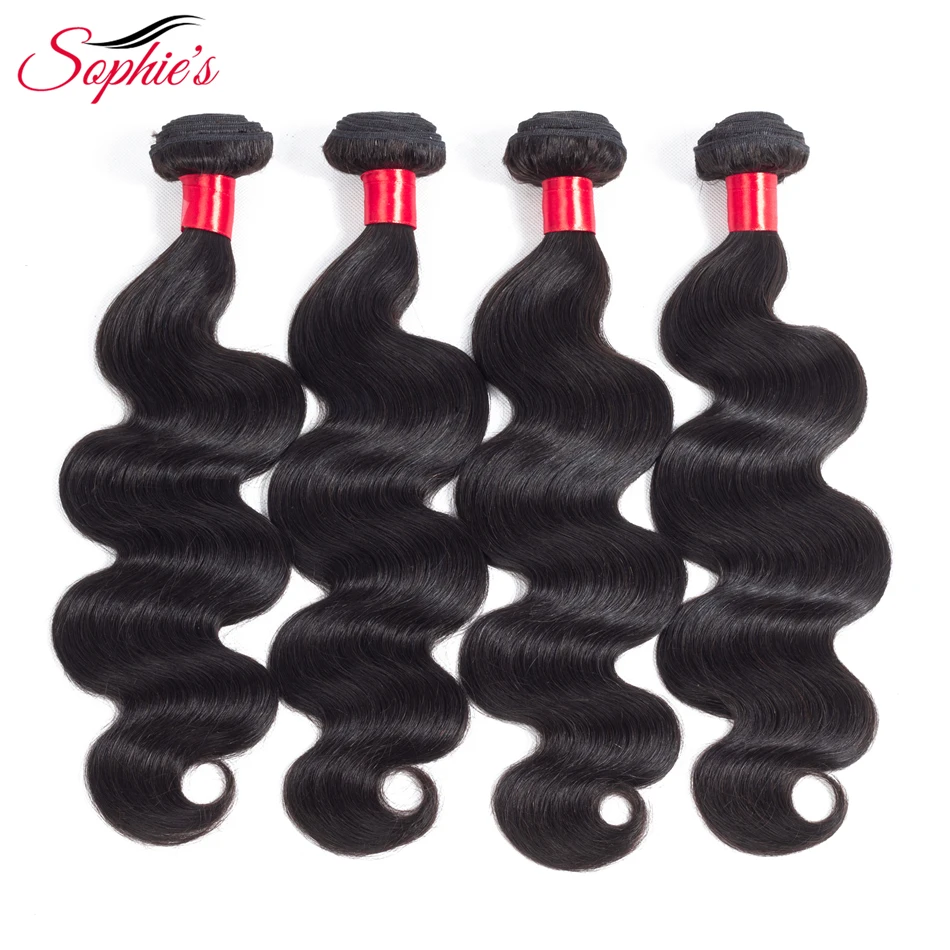 Sophie's Peruvian Hair Bundles With Closure Body Wave Bundles With Closure Non remy Human Hair 4 Bundles With Closure