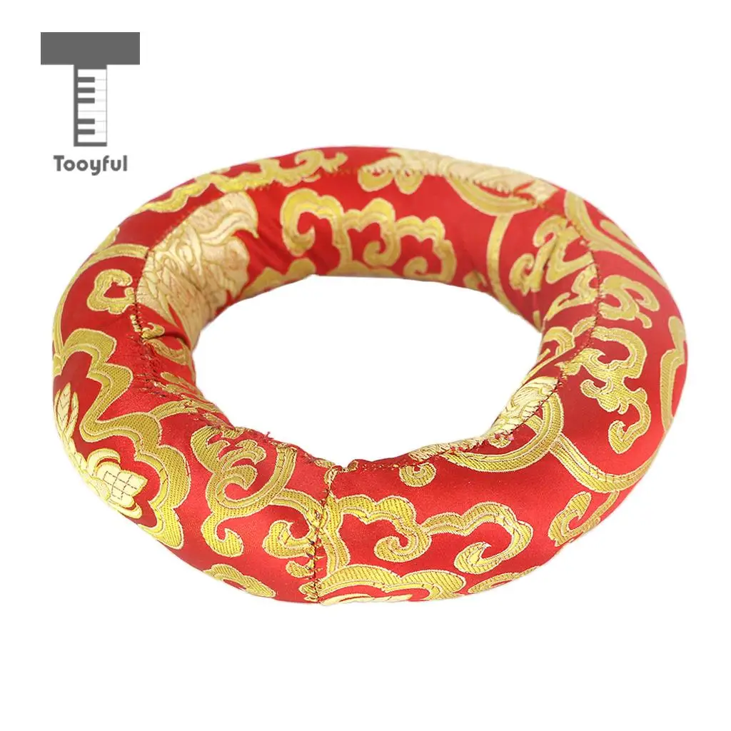 Tooyful Tibetan Handmade Silk Brocade Round Meditation Singing Bowl Cushion Ring Pillow Random Color