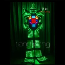 TC-130 RGB robot stilts dance LED costumes Full color colorful light clothes mens wears ballroom led programming mens dj helmet