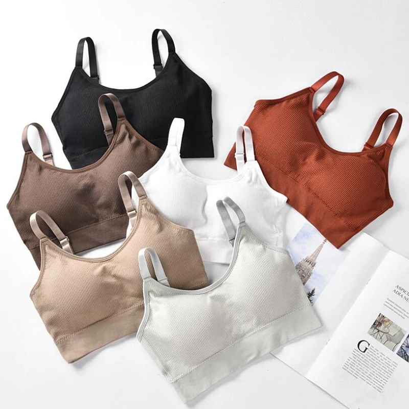 

Beauty Back Women Bra Comfort Underwear Seamless Chest Pad Sleep Sports Bras No Steel Ring Cotton Thin Screw Thread Push Up Bra