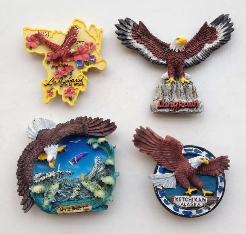 

Hand-painted Alaska Langkawi Eagle 3D Resin Fridge Magnets Tourism Souvenirs Refrigerator Magnetic Stickers Home Decoration