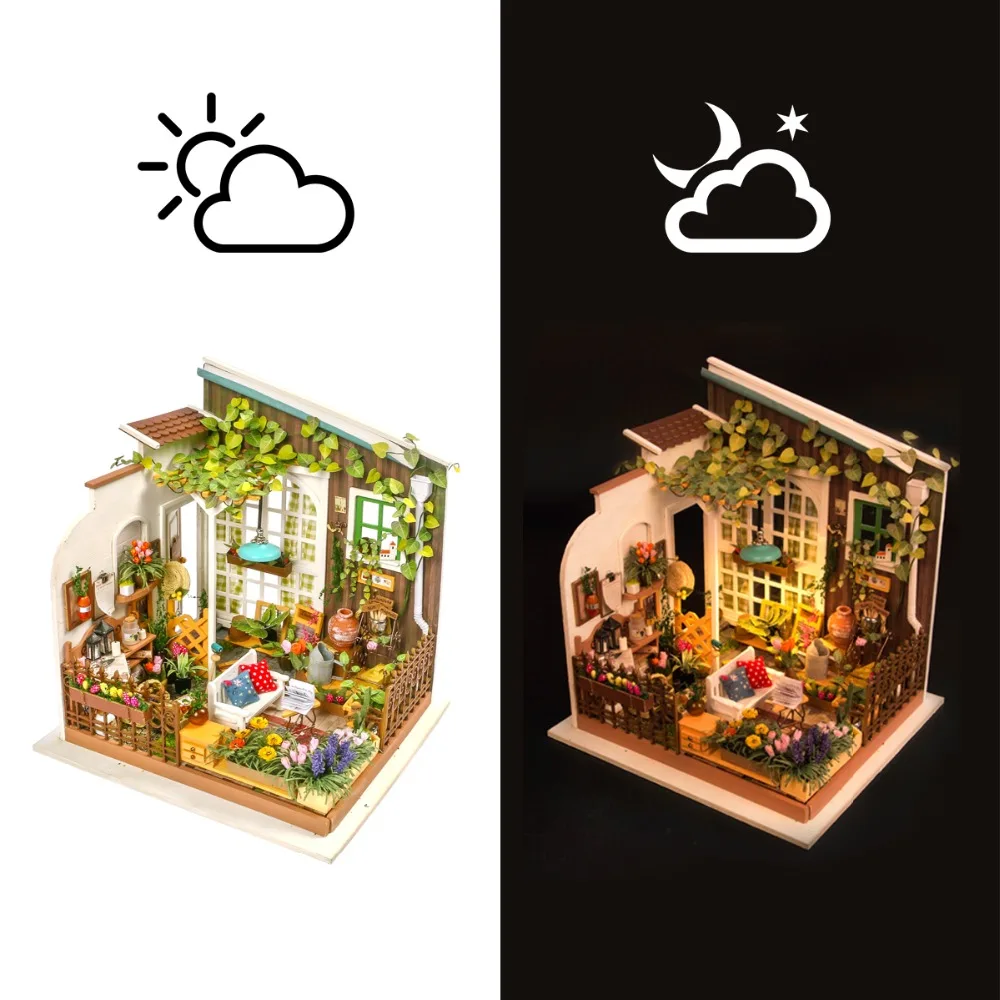 Robotime DIY Doll House Miller's Garden Children's Gift Adult Miniature Wooden Dollhouse Model Building Kits Toys DG108