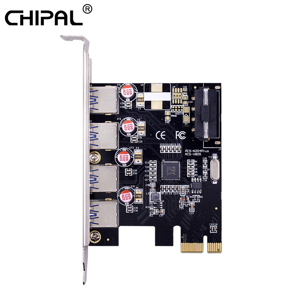 

CHIPAL 1 to 4 USB 3.0 Slot Multiplier Hub PCIE PCI-E PCI Express Riser Card 1x to 16x Hot Swap Adapter For Desktop Motherboard
