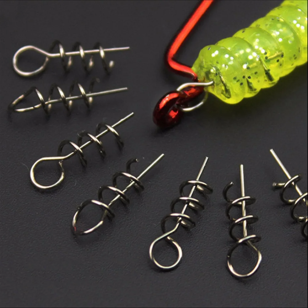 50pcs Assist Soft Baits Hook Lures Pin Spring Fixed Lock Screw Dagger Tools  Fishing Tool